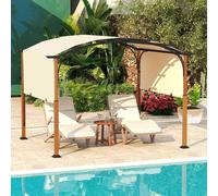 Wyld and Coco 300 x 360cm Retractable Pergola Arched Metal Patio Gazebo in Cream | Size: 1 Pack Wyld and Coco Cream 1 Pack