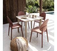 Wyld and Coco 4-Pack Brown Polypropylene Dining Chairs - Indoor Outdoor Minimalist Wyld and Coco Brown