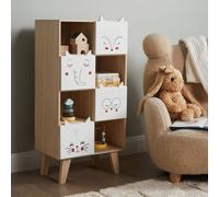 Wyld and Coco 4-Tier Children's Bookshelf with Animal Drawer Fronts Light Brown Wyld and Coco Brown