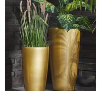 Wyld and Coco 40 cm High Gloss Gold Stone Tall Round Plant Pot Wyld and Coco Gold