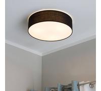 Wyld and Coco 45 cm Black Polycotton Flush Ceiling Lamp Boho Drum Shade Wyld and Coco Black
