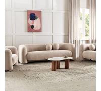 Wyld and Coco 5-Seater Bouclé Sofa Set with Armchair and Extra Cushions in Beige Wyld and Coco Beige