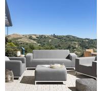 Wyld and Coco 5 Seater Garden Sofa Set Grey Polyester Upholstery White Aluminium Wyld and Coco Grey