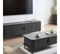 Wyld and Coco 54in TV Stand Black MDF with Metal Legs and Sliding Doors Wyld and Coco Black