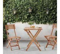 Wyld and Coco Acacia 3-Piece Bistro Set - Folding Slatted Table and 2 Chairs Brown Wyld and Coco Brown