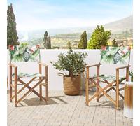 Wyld and Coco Acacia Folding Director's Chair Pair Green Canvas Toucan Wyld and Coco Green