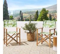 Wyld and Coco Acacia Living Garden Director's Chair Set 2 Folding Chairs Light in Green Wyld and Coco Green