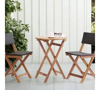 Wyld and Coco Acacia Wood 3-Piece Folding Bistro Set Brown Wyld and Coco Brown