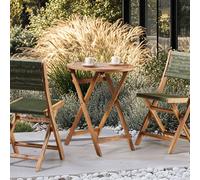 Wyld and Coco Acacia Wood 3 Piece Folding Bistro Set Green Slatted Design Wyld and Coco Green