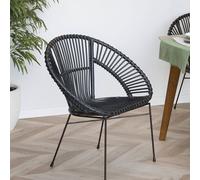 Wyld and Coco Acapulco Rattan Armchair Black Wicker with Metal Legs Wyld and Coco Black