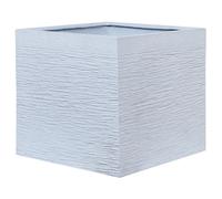 Wyld And Coco Aerolux Solid White Fibre Clay Square Planter 50 X 48 Cm - Uv Resistant For Indoor And Outdoor Use