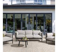 Wyld and Coco Aluminium Garden 3 Seater Sofa Set Two Armchairs Black Grey Cushions Wyld and Coco Grey
