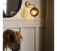 Wyld and Coco Art Deco Wall Lamp - Dark Brown Glass Globe Gold-Painted Iron Frame Wyld and Coco Brown