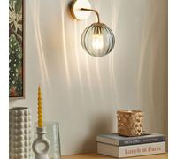 Wyld and Coco Art Deco Wall Lamp Gold with 28cm Blue Glass Globe Wyld and Coco Blue