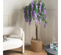 Wyld and Coco Artificial Wisteria 150cm Green with Lilac Blooms Indoor Potted Decor Wyld and Coco Green