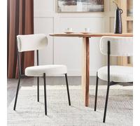 Wyld and Coco Aura Living White Bou ining Chairs Set of 2 - Black Steel Legs Wyld and Coco White
