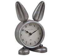 Wyld And Coco Aurora Bunny Table Clock Silver Metal Modern - Freestanding Round Clock With Glass Accents, 15 X 10 X 24 Cm