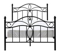 Wyld And Coco Aurora Home Vintage Metal Bed Frame Black Eu Small Double 4Ft - Powder-Coated Steel, Integrated Central Legs