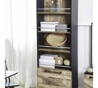 Wyld and Coco Barn-Style Bookcase 163 cm - Light Brown and Black Particle Board Wyld and Coco Brown