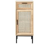 Wyld And Coco Bathroom Cabinet Light Brown 40 X 92 Cm With Braided Rattan Front And Matt Finish