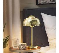 Wyld and Coco Bedside Table Lamp - Glam Gold Dome Shade Round Steel Base Wyld and Coco Gold
