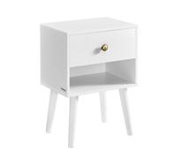 Wyld and Coco Bedside Table Storage Drawer and Open Shelf in White Wyld and Coco White