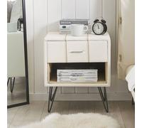 Wyld and Coco Bedside Table - White Faux Leather Hairpin Legs Wyld and Coco White