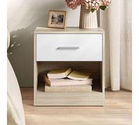 Wyld and Coco Bedside Table with Drawer and Open Compartment in White Wyld and Coco White