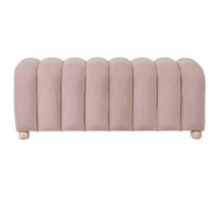 Wyld And Coco Beige Boucle Bed Bench With Round Rubberwood Legs, Compact Modern Pouffe Ottoman (W111 X D40 X H45Cm)