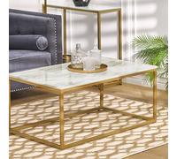 Wyld and Coco Beige Marble Effect Coffee Table 100 x 60 cm - Gold Iron Legs Wyld and Coco Beige 100 x 60 cm