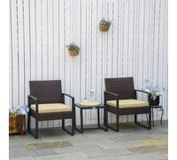 Wyld and Coco Beige PE Rattan Bistro Set with Coffee Table & Armchairs in Cream | Size: 1 Pack Wyld and Coco Cream 1 Pack