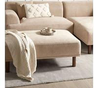 Wyld and Coco Beige Water-Repellent Ottoman with Eucalyptus Wood Legs Wyld and Coco Beige