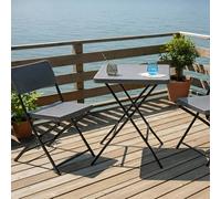 Wyld and Coco Bistro Set Grey - Foldable Weatherproof Table and 2 Chairs Wyld and Coco Grey