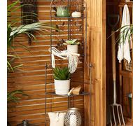 Wyld and Coco Black Corner Ladder Shelf Foldable 4 Shelf Powder Coat Iron Plant Wyld and Coco Black