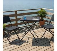 Wyld and Coco Black Foldable Bistro Set - Table and 2 Chairs Weatherproof Wyld and Coco Black