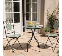 Wyld and Coco Black Iron Mosaic Ceramic Bistro Set Round Table L60 x D60 x H75cm Wyld and Coco Black