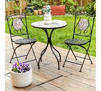 Wyld and Coco Black Metal Folding Garden Chairs with Mosaic Backrest - Set of 2 Wyld and Coco Black