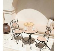 Wyld and Coco Black Metal Garden Chairs Set 2 Terrazzo Ceramic Insets Vintage Wyld and Coco Black