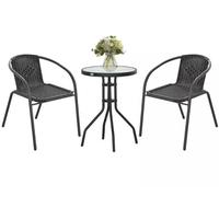 Wyld and Coco Black Rattan Bistro Set with Wicker Furniture for Garden | Size: 1 Pack Wyld and Coco Black 1 Pack