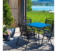 Wyld and Coco Black Steel 5 Piece Outdoor Dining Set Square Tempered Glass Wyld and Coco Black