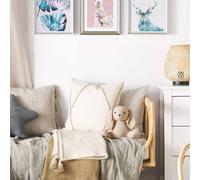 Wyld and Coco Blue Deer Print in Distressed White Frame 30 x 40cm | Size: W30 cm x H41 cm x D15mm Wyld and Coco Blue W30 cm x H41 cm x D15mm