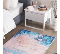 Wyld and Coco Blue Distressed Ombre Area Rug Polyester Rubber Coated Anti Slip | Size: 80 cm x 150 cm Wyld and Coco Blue 80 cm x 150 cm