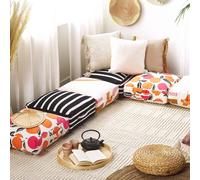 Wyld and Coco Boho Cotton Floor Cushion 50x50x20 cm Black-and-White Striped Pouffe in Black | Size: 50 x 50 x 20 cm Wyld and Coco Black 50 x 50 x 20 cm