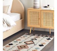 Wyld and Coco Boho Cotton Rug 80 x 150 cm - Hand-Tufted Diamond Tassel Multicolour | Size: 80 cm x 150 cm Wyld and Coco Multicolor 80 cm x 150 cm