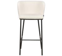 Wyld and Coco Boucle Bar Chairs Set Of 2 - White Boucle Upholstery, Black Powder-Coated Metal Legs, Curved Backrest