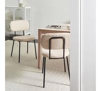 Wyld and Coco Bou ining Chairs Set of 2 Beige Bouclé Upholstery Black Iron Base Wyld and Coco Beige