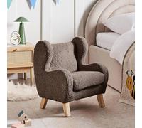 Wyld and Coco Bouclé Kids Armchair Brown Upholstery with Armrests Wyld and Coco Brown