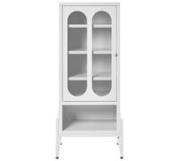 Wyld and Coco Brandforge One Door White Steel Sideboard With Oval Perforated Door, Wall-Mounted, Matt White, Tall (W470 X D350 X H1080mm)