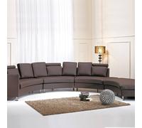 Wyld and Coco Brown Curved Leather 7-Seater Sofa with Adjustable Headrests Wyld and Coco Brown