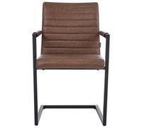 Wyld And Coco Cantilever Faux Leather Dining And Office Chairs Set Of 2, Brown, Matt Finish